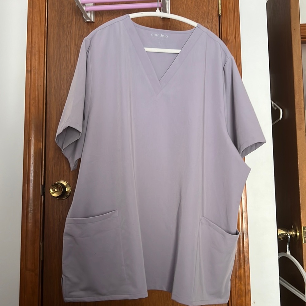 Mandala V Neck Scrub Top Lilac Color Size 4x